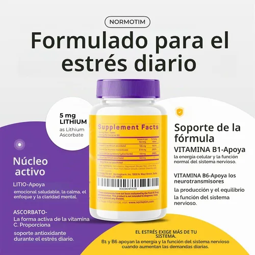 Vista 7 de Soporte de estrés para concentración calma, litio 5 mg