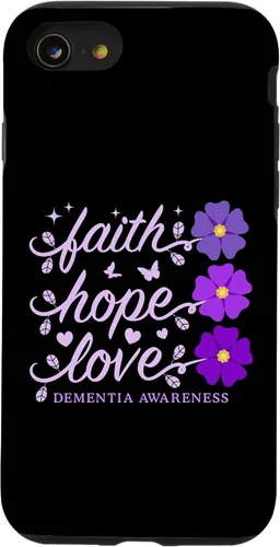 Vista 13 de Funda de flores moradas para iPhone 14 Faith Hope Love Demencia Alzheimer's Awareness