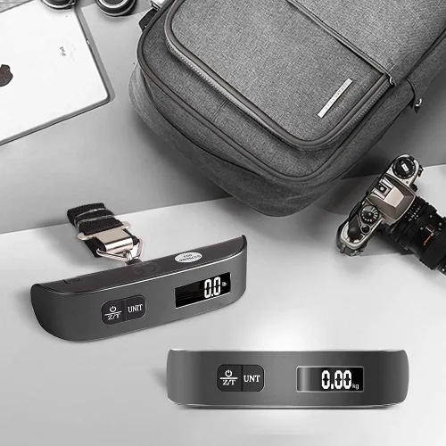 Vista 4 de Travel Inspira Báscula digital de equipaje con pantalla LCD de alerta de sobrepeso, 110 libras 110.2lbs de acero inoxidable
