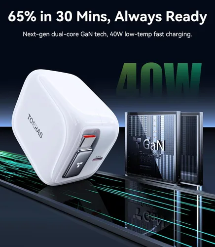 Vista 9 de TORRAS Banco de energía minimag de 10,000 mAh y bloque de cargador USB C de doble puerto