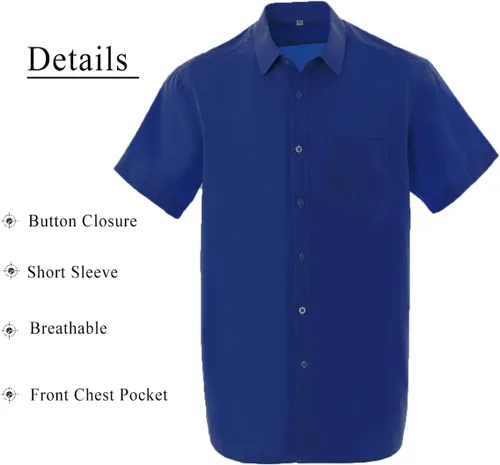 Vista 4 de Men's Short Sleeve, Regular Fit Shirts Short Sleeve Button Down Dress Casual Shirts