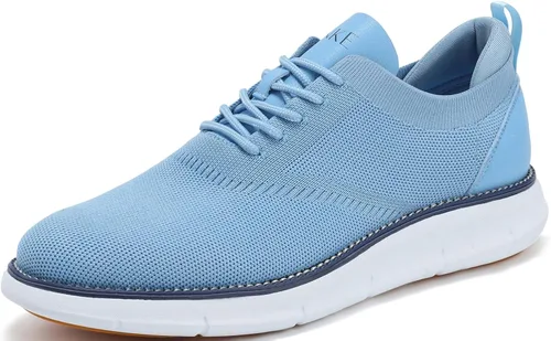 Vista 6 de Zapatos de vestir de malla para hombre, zapatos casuales de negocios, con cordones, zapatos Oxford ligeros, transpirables, cómodos, suela gruesa