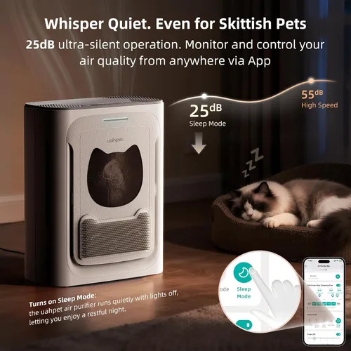 Vista 6 de uahpet Purificador de aire para mascotas para el hogar, reduce el pelo de las mascotas, la caspa, los olores, el polvo y el humo para habitaciones