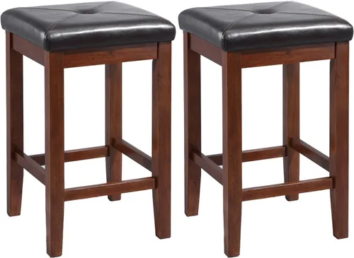 Vista 8 de Crosley Furniture Juego de 2 taburetes de bar tapizados cuadrados con altura de mostrador, color negro, 24 pulgadas