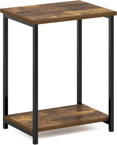 Vista 5 de Furinno Mesa auxiliar con marco de metal simplista, 1 paquete, pino ámbar