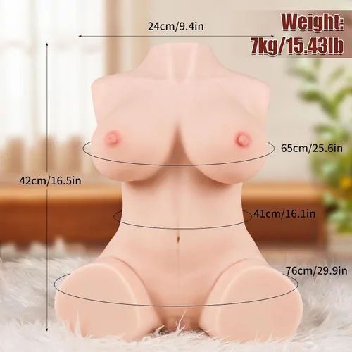 Vista 7 de Figura de torso de muñeca de acompañante para adultos de tacto suave de 15
