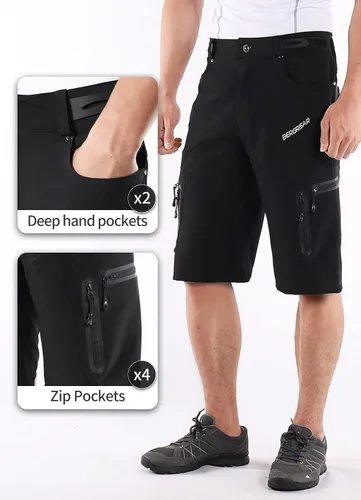 Vista 5 de BERGRISAR Men's Cycling Shorts MTB Mountain Bike Bicycle Shorts Zipper Pockets