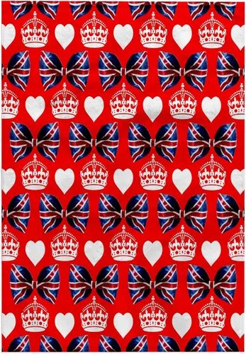 Vista 8 de 3dRose British Union Jack Bow Ties, Crowns and Hearts on Red Background 22x30 Bath Hand Pool Towel