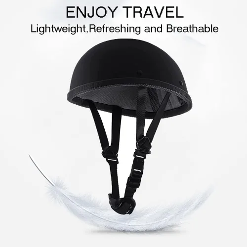 Vista 3 de Casco retro para jóvenes y adultos, casco clásico, medio casco, casco de motocicleta de perfil bajo, casco abierto para hombres y mujeres, aprobado