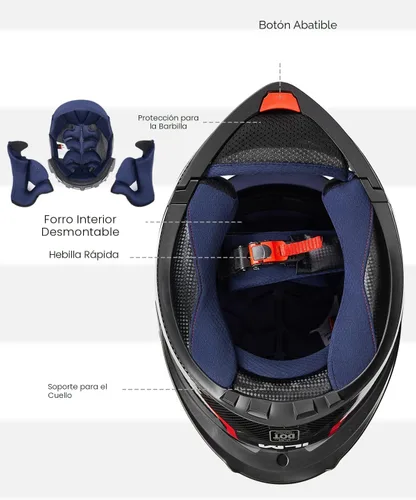 Vista 5 de ILM Casco de Motocicleta para Adultos con Doble Visera Abatible Modular de Cara Completa Casco DOT Modelo WS206