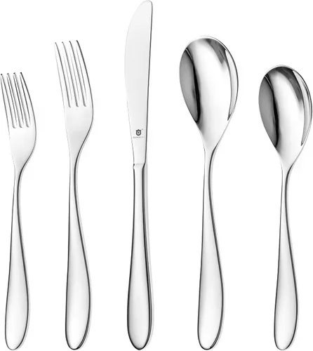 Vista 12 de Danialli Juego de utensilios de servir, cucharas de servir de acero inoxidable 18/10, servidores de ensalada, cuchillos de mantequilla, acabado
