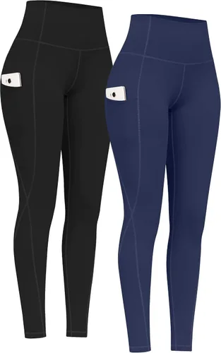 Vista 11 de PHISOCKAT Paquete de 2 pantalones de yoga de cintura alta con bolsillos, leggings de control de abdomen, leggings de yoga elásticos en 4 direcciones