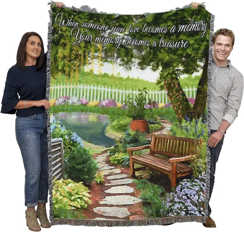 Vista 20 de Pure Country Weavers Manta con texto en inglés "I Am The Gentle Breeze Upon Your Face" con diseño de flores, para regalo de duelo y condolencia