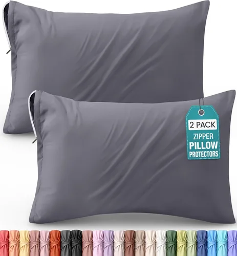 Vista 12 de Utopia Bedding - Fundas protectoras de almohada tamaño Queen, paquete de 2, cierre con cremallera, tela de microfibra cepillada suave, resistentes
