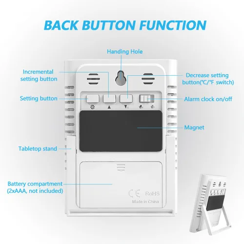 Vista 6 de Timloon Termómetro digital interior para habitación, monitor inteligente de temperatura y humedad con luz de fondo, indicador de comodidad, registro