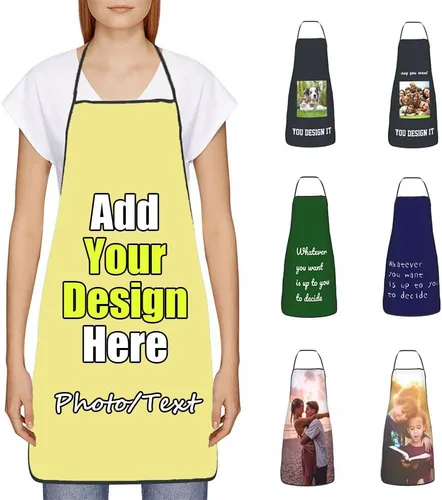 Vista 23 de Delantal Personalizado, Diseña Tu Propio Delantal de Cocina para Cocinar, Sube Tus Fotos Favoritas Logo, Añade Cualquier Nombre o Texto