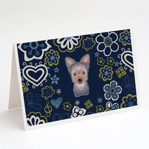 Vista 41 de Caroline's Treasures BB5095GCA7P - Tarjetas de felicitación y sobres con diseño de flores azules y sabuesos afganos, paquete de 8 tarjetas en blanco