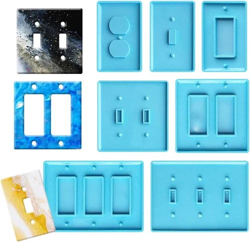 Vista 4 de 7 moldes de resina para cubierta de interruptor de luz, molde de yeso para panel de enchufe de interruptor para resina epoxi, moldes de silicona