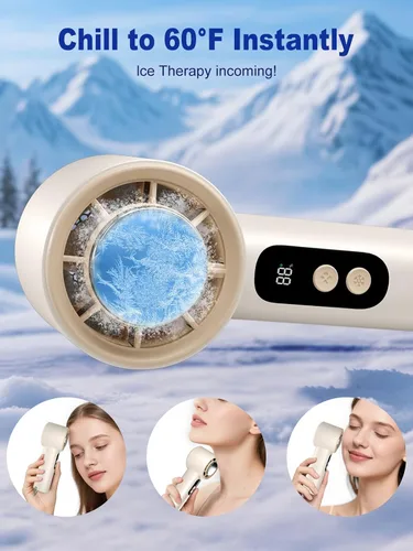 Vista 2 de Ventilador turbo portátil de mano con enfriador de hielo, ventilador personal recargable de velocidad (1-100), potente ventilador máximo de 15000