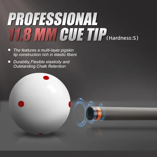 Vista 6 de Carbon Fiber Pool Cue Stick - Low Deflection Professional Pool Sticks for Adults, Premium Carbon Shaft Billiard Cue with 3/8-8 Joint, Multi-Layer