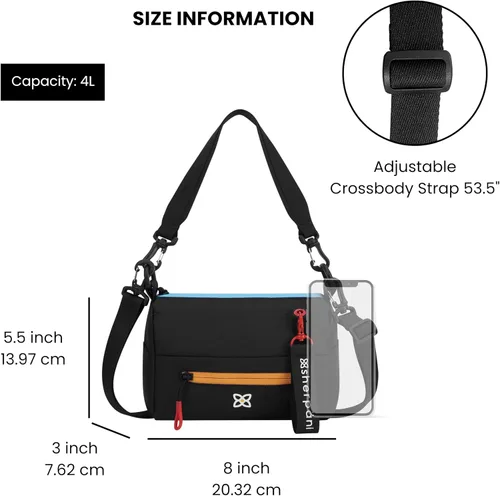 Vista 43 de Sherpani Skye - Bolso cruzado pequeño, de nailon, ligero, para mujer, con protección RFID