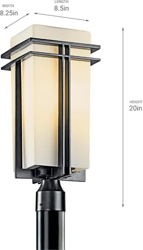 Vista 3 de Kichler Tremillo 49207BK - Luz exterior de 8.5 pulgadas de color negro, 1 luz exterior con cristal de ópalo grabado satinado