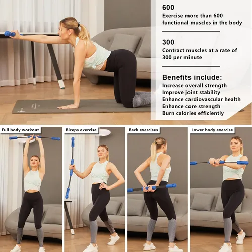 Vista 2 de Barra de Fitness OSCILLATING SLIM para Entrenamiento, Barra de Ejercicio Elástica, Palo de Peso de Vibración, Terapia Física Corporal, Entrenamiento