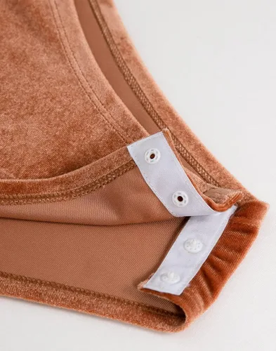 Vista 7 de Bonnorth Body de terciopelo para mujer, cuello redondo, manga larga, tanga, overol básico