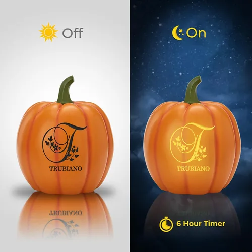 Vista 7 de Let's Make Memories - Lámpara de calabaza con nombre - Adorno de otoño - Calabaza luminosa de uso interior/exterior - Nombre e iniciales