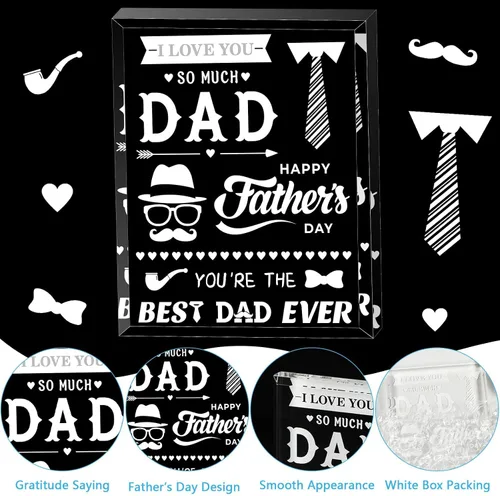 Vista 3 de gisgfim Regalos para papá para el Día del Padre, regalos de cristal acrílico significativo, recuerdo de papá, pisapapeles acrílico, regalo