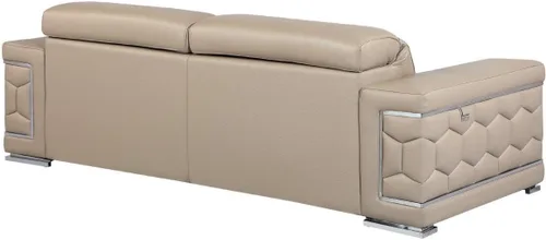 Vista 4 de Blackjack Furniture Usry - Sofá tapizado de piel italiana, color caqui
