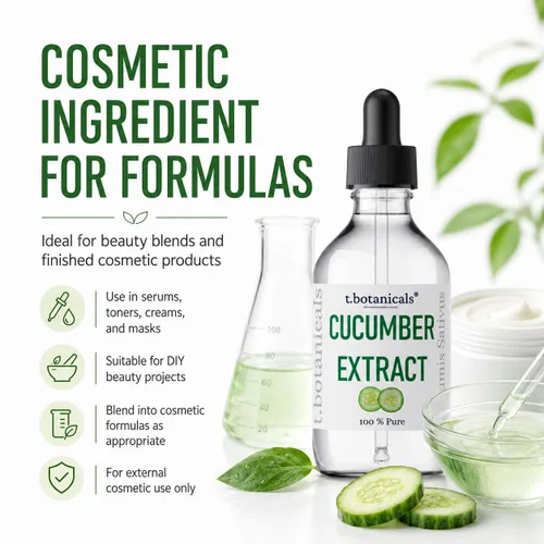 Vista 4 de t.botanicals Extracto de pepino puro, glicerito líquido, suero sin alcohol para mascarilla de lavado facial, formulaciones cosméticas corporales