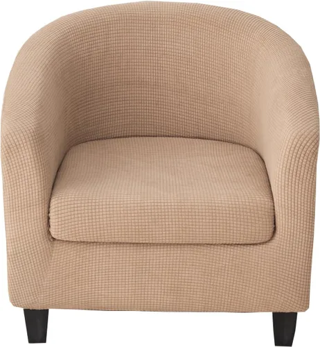 Vista 43 de CRFATOP - Funda elástica para sillón de club (2 piezas) 1 Club Cover & 1 Cushion Cover, Soft Round Tub Sofa Covers, Pet Friendly, Washable