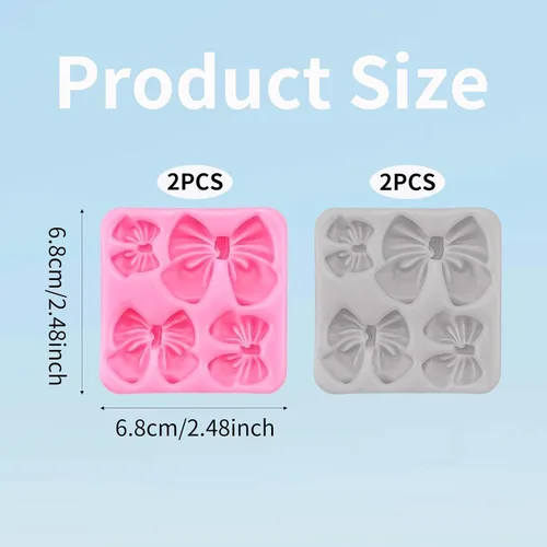 Vista 2 de 4 moldes de silicona para arcos para pasteles, cupcakes, chocolate, dulces, manualidades de azúcar y manualidades de resina, juego de moldes de lazo