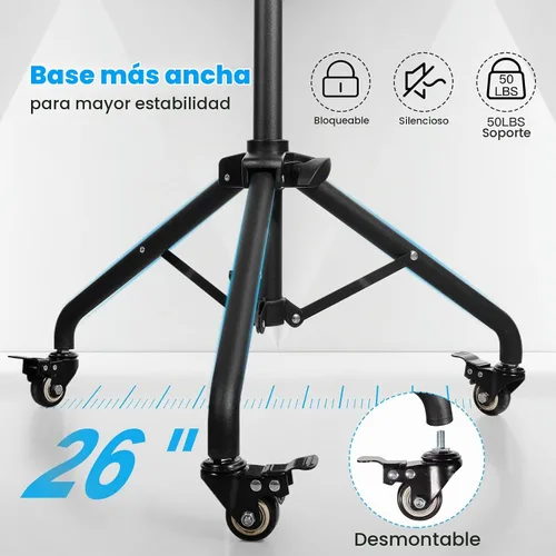 Vista 3 de Soporte ajustable para proyector de computadora portátil con ruedas
