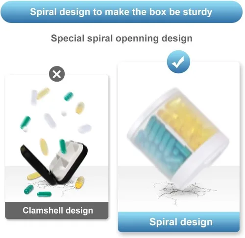 Vista 6 de KIGI Organizador de suplementos extra grande con 4 compartimentos, dispensador de píldoras de fácil apertura, organizador mensual de vitaminas