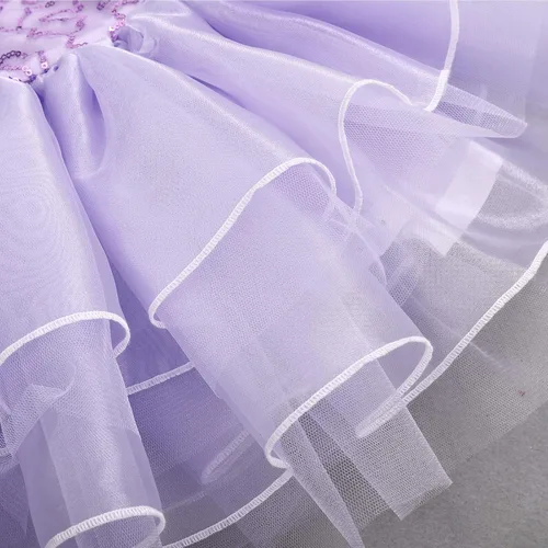 Vista 5 de IDOPIP Vestido de ballet con volantes y falda tutú para niñas pequeñas, con lentejuelas y flores, de 3 a 10 años
