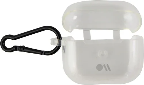 Vista 2 de Case-Mate Funda rígida con mosquetón negro para Apple AirPods (3ª generación), transparente