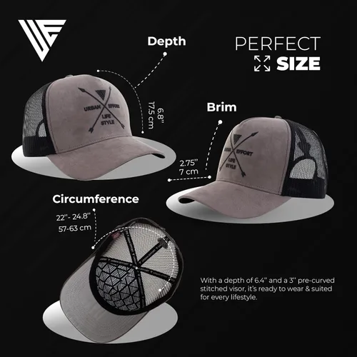Vista 116 de Urban Effort Gorra trasera de malla, para hombres y mujeres, gorra de béisbol de 5 paneles, gran cierre a presión para caza y senderismo