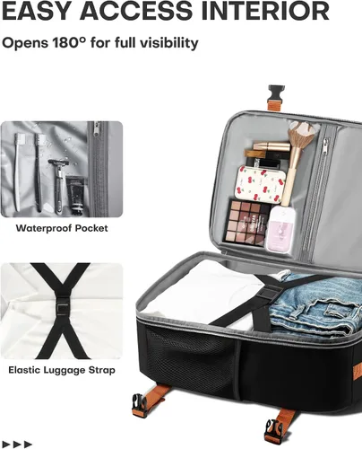 Vista 5 de HOTOR Mochila de viaje para mujer, aprobada por vuelo, bolsa de transporte Negro