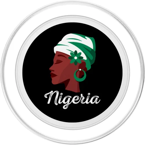 Vista 2 de African Nigerian Girl Mom Patriotic Nigeria Pride Flag PopSockets MagSafe PopGrip for iPhone