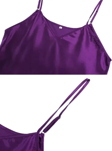 Vista 3 de Camisón de satén para mujer, camisón de satén sexy de verano para mujer, ropa de dormir larga