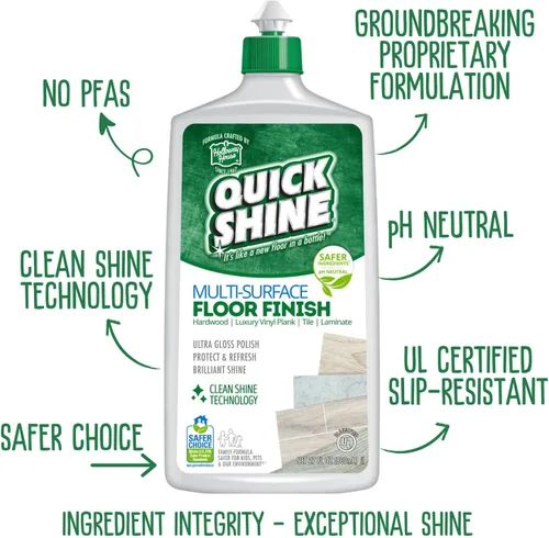 Vista 4 de Quick Shine Limpiador de pisos y esmalte de suelos multisuperficie con tecnología Clean Shine botellas de 2 a 27 onzas Uso en madera dura
