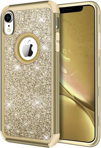 Vista 23 de Hython Compatible con Funda para iPhone XR, Protector Defensor de Cuerpo Completo de Servicio Pesado con Purpurina Brillante Reluciente, Carcasa