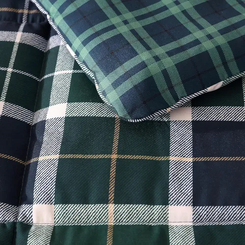Vista 5 de Nautica - Juego de funda de edredón tamaño Queen, ropa de cama de microfibra suave reversible con fundas a juego, decoración del hogar a cuadros