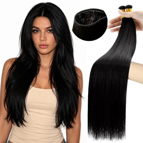 Vista 92 de Moresoo Extensiones de cabello humano real para coser, color negro natural