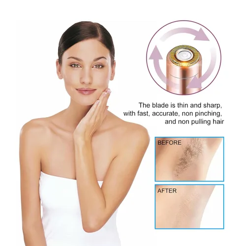 Vista 5 de Removedor de vello facial para mujeres, maquinilla de afeitar facial eléctrica color blanco/oro rosa para mujeres para eliminación instantánea