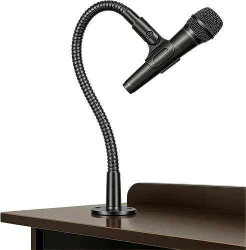 Vista 8 de Soporte de Micrófono - Soporte de Micrófono de Escritorio de Cuello de Cisne Flexible de 9 Pulgadas de Alta Resistencia con Base de Montaje de Brida