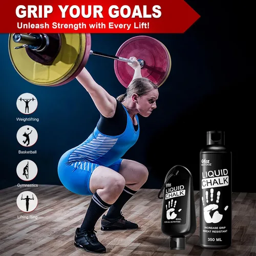 Vista 5 de Tiza líquida de calidad profesional, sin desorden, para gimnasio, levantamiento de pesas, gimnasia, escalada en roca, baile; se seca en segundos