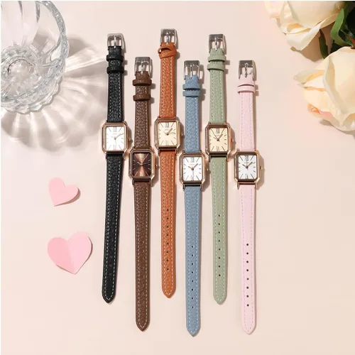 Vista 6 de TOOCAT Reloj de pulsera para mujer, ultrafino, elegante, simple, cuadrado, de cuarzo, con correa de cuero, 98.4 ft, impermeable, analógico